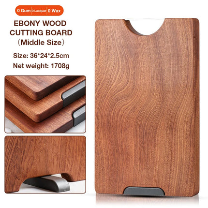 Ebony flat square solid wood cutting board, multifunctional double-sided kitchen cutting board, whole wood cutting board