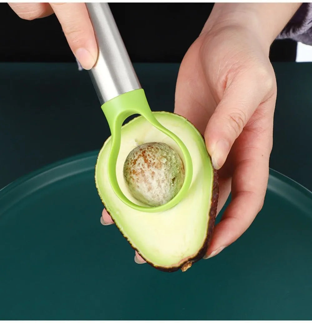 2-in-1 Avocado-Messer aus Edelstahl, Avocado-Schneider, Kiwi-Schälmesser, Salatschneider, Schäler, Küchen-Gadgets, Obst- und Gemüsewerkzeuge