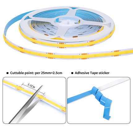 Striscia LED COB 12V 320LED/m dimmerabile con sensore di movimento e touch per mobili, penetrabile in legno, per cucina/guardaroba/vetrina/arredamento dell'armadio
