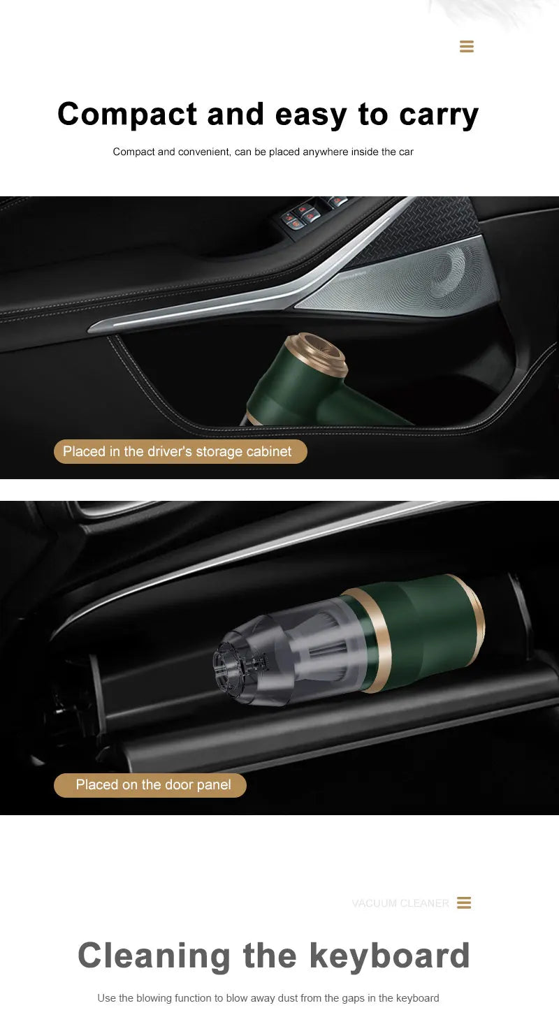 Hochleistungs-Autostaubsauger, starke Saug- und Blasfunktion 2-in-1, tragbar für Auto-/Heimreinigung, Staubentfernung von Sitzen/Fußmatten/Kofferraum