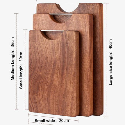Ebony flat square solid wood cutting board, multifunctional double-sided kitchen cutting board, whole wood cutting board