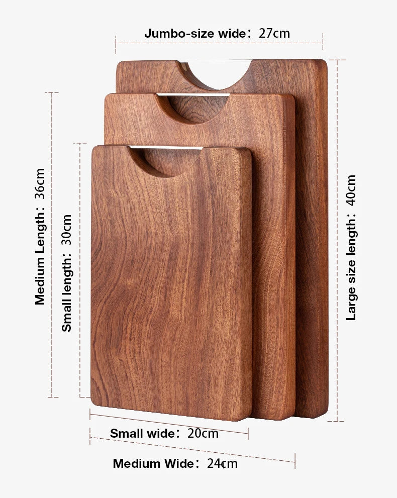 Quadratisches flaches Schneidebrett aus massivem Ebenholz, multifunktionales doppelseitiges Küchen-Schneidebrett aus Vollholz