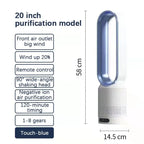 Ventilatore senza pale da 16 pollici, a torre con diametro di 80 cm °   Base oscillante, telecomando, regolazione continua della velocità, display LED, funzione di spegnimento automatico, ventola di raffreddamento portatile