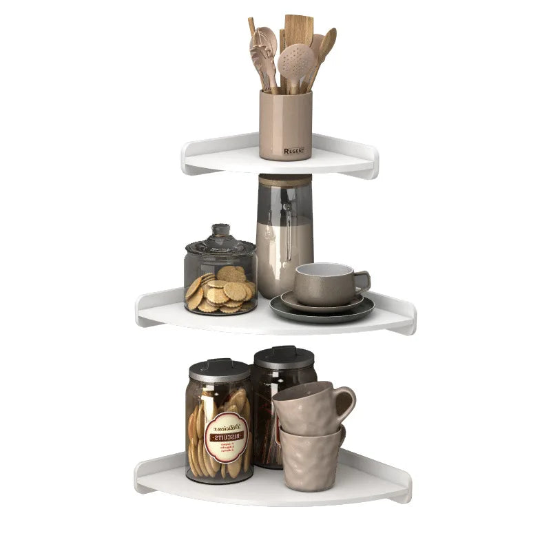 Accessori da Cucina: Porta Spezie Triangolare Multistrato da Parete Senza Foratura, Contenitore Multifunzionale Salvaspazio