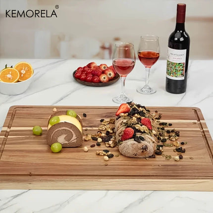 Tagliere in acacia Vassoio da cucina extra large XXL per la preparazione di alimenti Piatto di formaggio Verdure e frutta per le vacanze e tutti i giorni