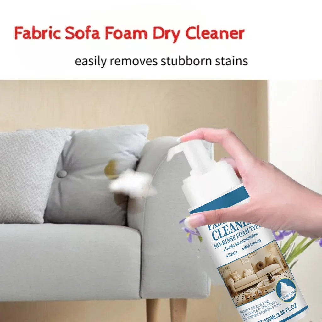 Foaming Dry Cleaner for Fabric Sofa Multipurpose Cleaning Solution Carpet Curtain Clothing Stain Remover No Water Agent Needed