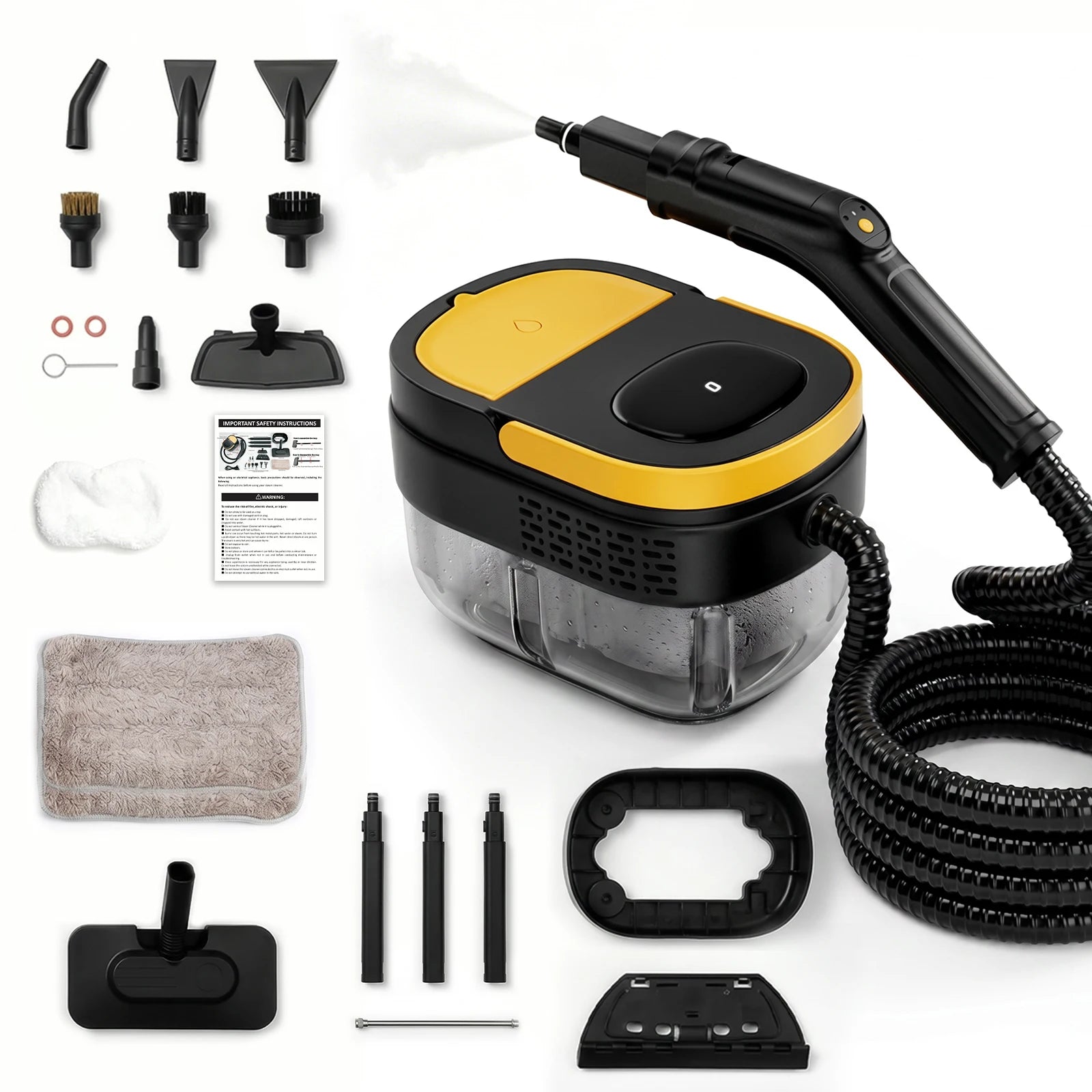 Podofo 2500W Handdampfreiniger, Klimaanlagenreinigungsmaschine mit 1,6L Tank, Hochdruck-Dampfreiniger, schnelle Aufheizung in 15s, 45 Minuten Dauerdampf, p
