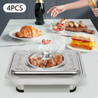 4/8 Stück Chafer-Pfannen-Buffet-Servierbehälter mit Deckel, rechteckiger Speisenwärmer-Pfannen-Servierbehälter