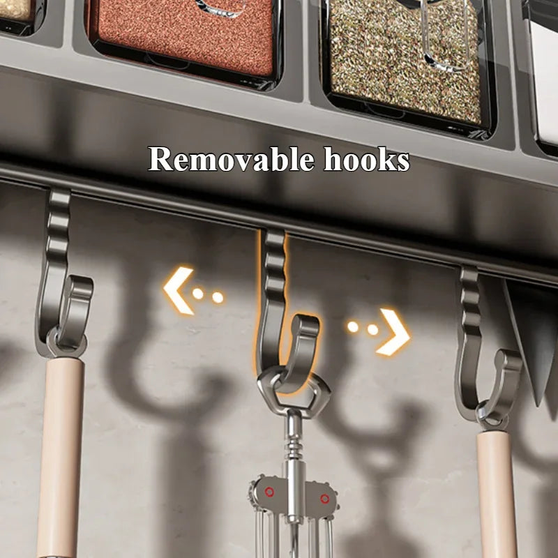 Scaffale portaoggetti da parete per cucina, portaoggetti drenabile per coltelli, bacchette, organizer combinato per spezie da cucina