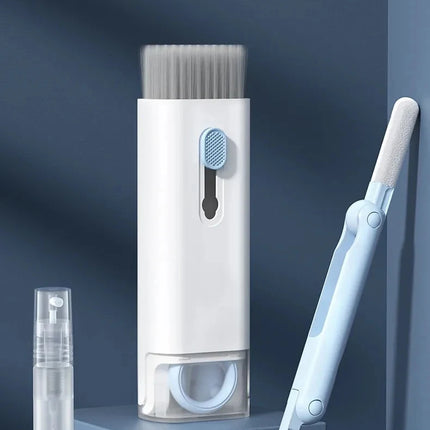 Kit 7 in 1: spazzola per la pulizia della tastiera del computer, penna per la pulizia degli auricolari, strumenti per la pulizia della tastiera, kit estrattore di copritasti, detergente