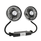 Ventilatore di raffreddamento per sedile auto EAFC a 3 velocità, ricarica USB, doppia testa, illuminazione LED, rotazione a 360 gradi, raffreddatore per il collo, per uso domestico e viaggi