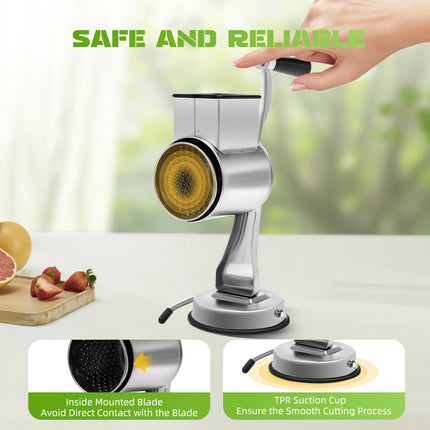 Rotary grater with/5 blades Handheld Stainless Steel Grinder Vegetable Slicer Peanut Nut Grinder Cheese and Vegetable Shredder