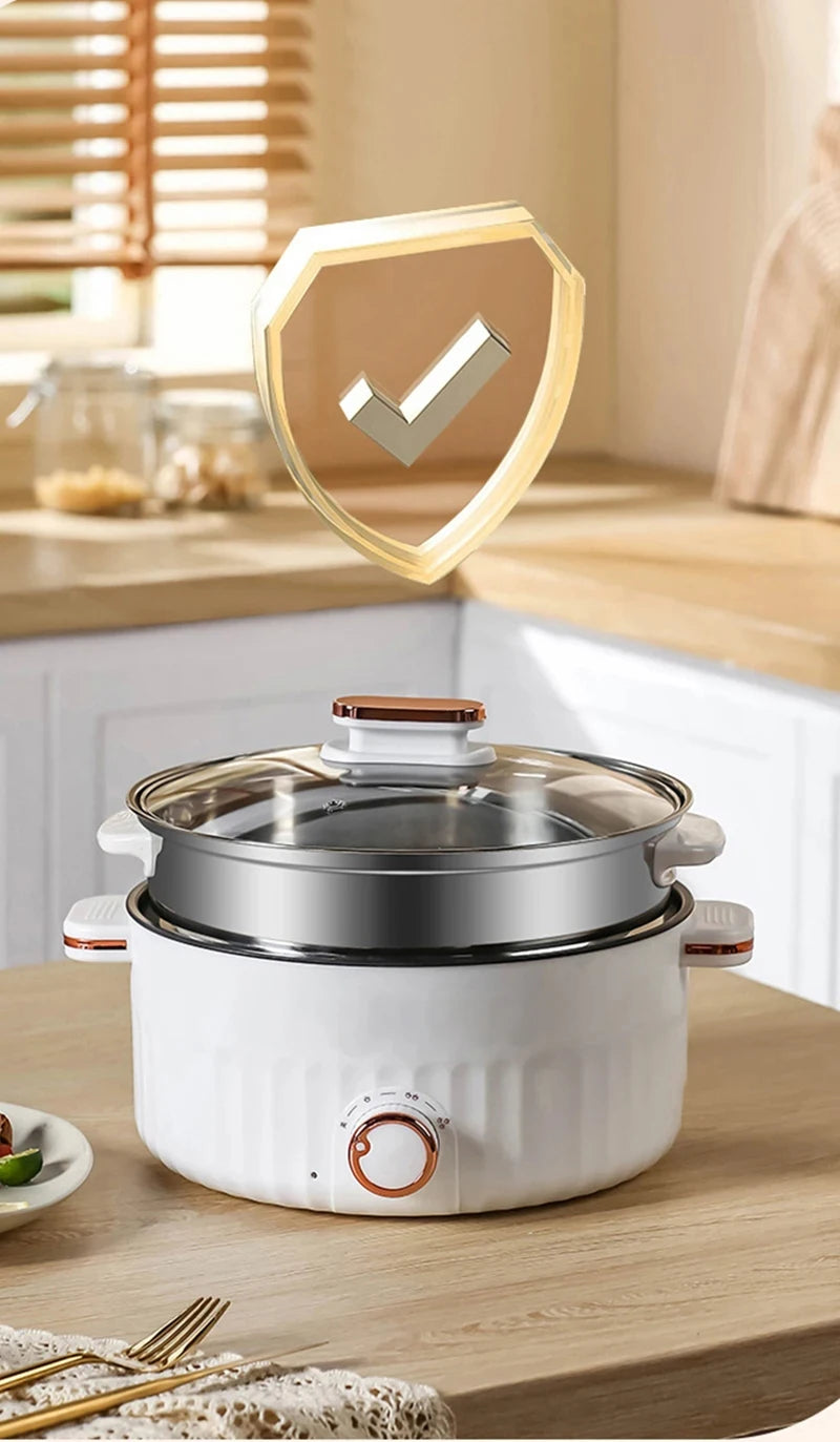 Tragbarer Multifunktions-Elektroherd Zweischichtiger Hot Pot für den Haushalt Antihaftbeschichteter Mini-Kochtopf für Küche und Haushaltsgeräte