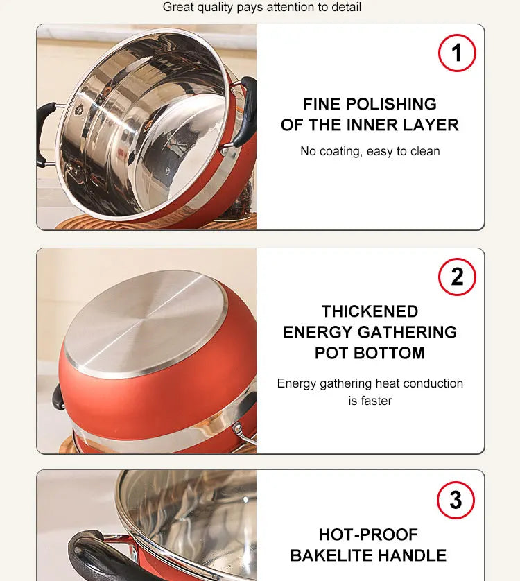 Set di Pentole Antiaderenti da 12 Pezzi in Acciaio Inox Premium con Coperchi in Vetro per Cucina Domestica