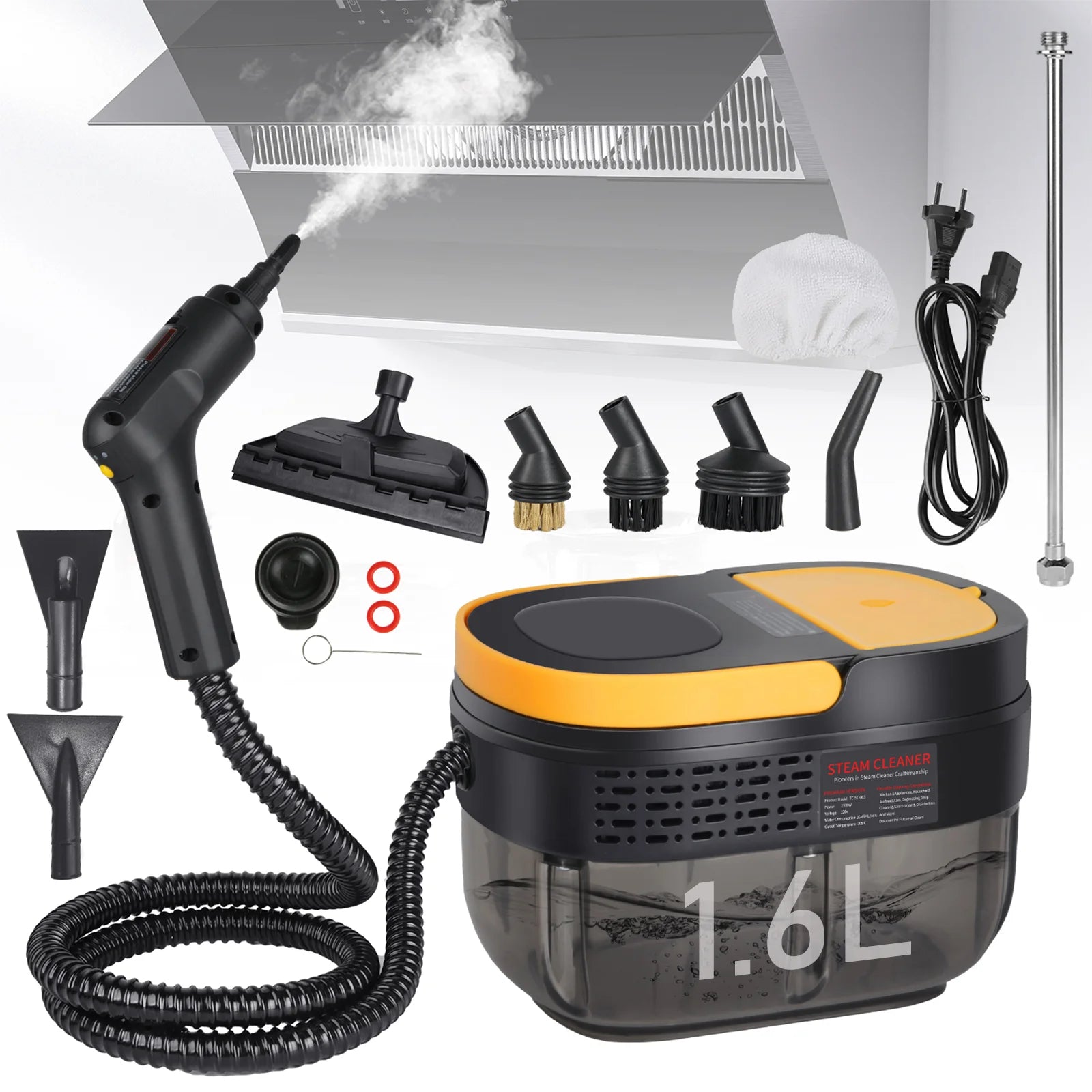 Handdampfreiniger 2500W, 3 Bar Druck, 100℃ Hochtemperatur-Sterilisator mit 3 Geschwindigkeiten und 1600ML Tank für die Reinigung von Haus, Küche und Böden