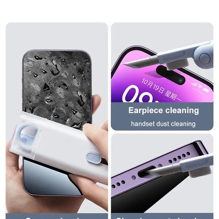 Kit 7 in 1: spazzola per la pulizia della tastiera del computer, penna per la pulizia degli auricolari, strumenti per la pulizia della tastiera, kit estrattore di copritasti, detergente