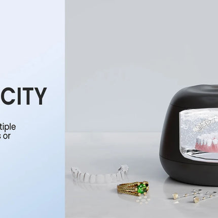 KUNPHY Dental Pod Ultrasuoni Macchina per la pulizia del fermo Sterilizzazione con luce UV per allineatore, paradenti notturno, detergente per protesi