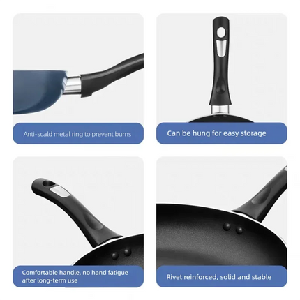Non-stick Pan Granite Stone Coating Frying Pan Omelette Pan Die-cast Aluminium Onion Soup Pot Work Pot Kitchen Cookware (Blue)