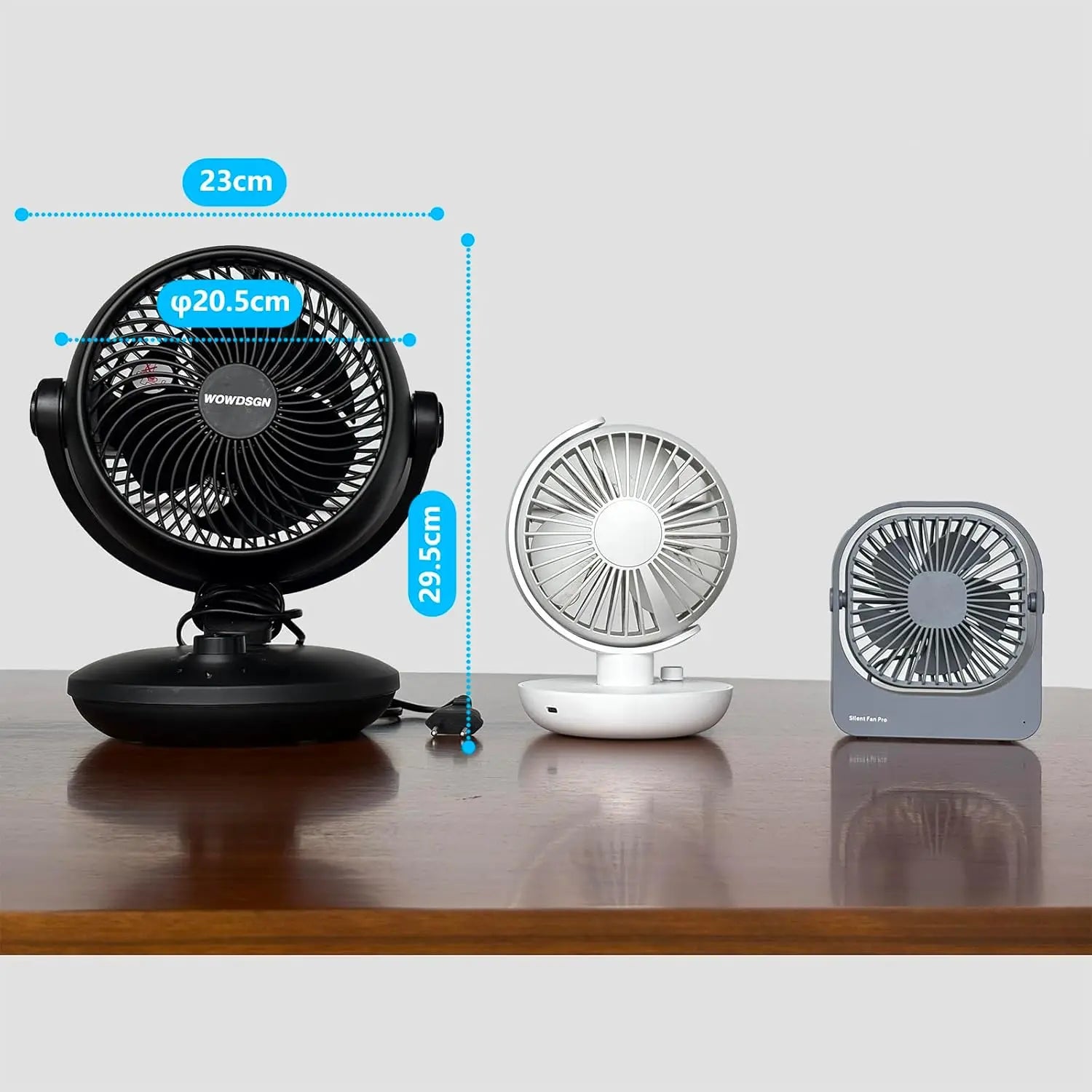 Ventilatori silenziosi WOWDSGN, 6 velocità regolabili, 3 modalità, 22 dB, neri, timer da 9 ore, ventilatore da tavolo per scrivania da ufficio per studenti, cucine, soggiorno