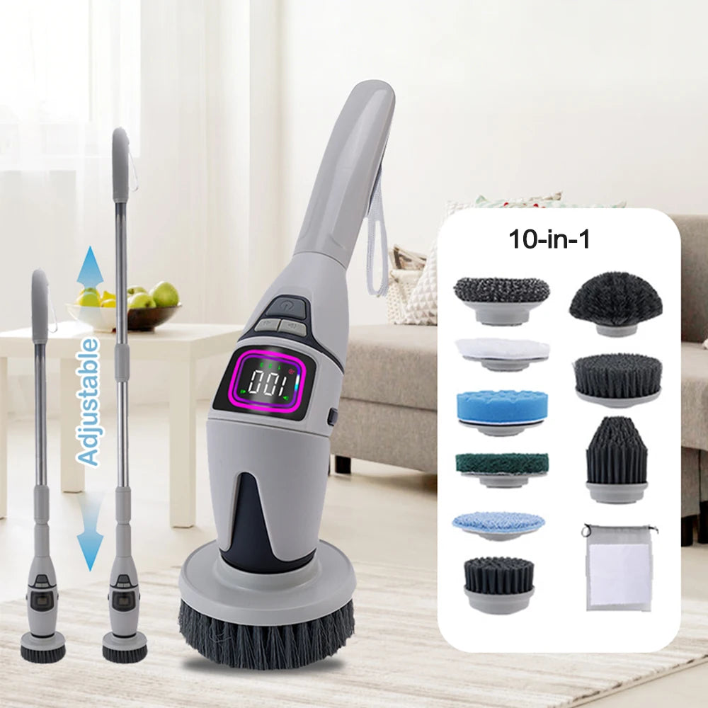 Elektrische Reinigungsbürste 10-in-1, rotierender elektrischer Scrubber für das ganze Haus mit Sprachsteuerung, Reinigungsgerät für Küche und Bad