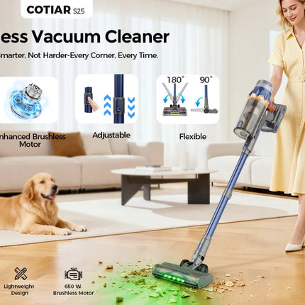 Cotiar 650W 60kPa Vacuum Cleaner Portable Handheld Appliance Cordless 70 Minutes Runtime Multifunctional S25