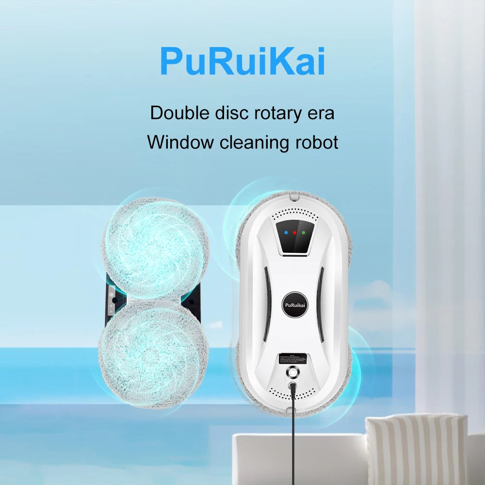 PuRuiKai AI Roboter-Fensterreiniger Intelligenter, streifenfreier Automatik-Reiniger für Fenster/Fliesen/Glastüren Selbstreinigend Extrem leise