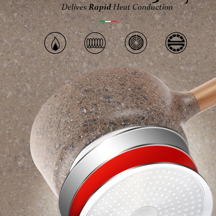 DONNOR Antiaderente in Granito Pentolino per Latte da 16cm/6.3 Pollici, Senza PFOA, a Basso Contenuto di Fumo, Compatibile con Piani a Induzione e Gas, Facile da Pulire, Piccola Casseruola