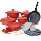 18PSC Set di pentole per la cucina domestica Padella antiaderente e pentola in alluminio di granito con coperchio Pentola in smalto pressofuso Materiale metallico per riso medico