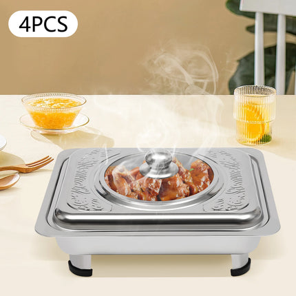 4/8 Pezzi Teglia Chafer da Buffet con Coperchio Scaldavivande Rettangolare per Ristorante