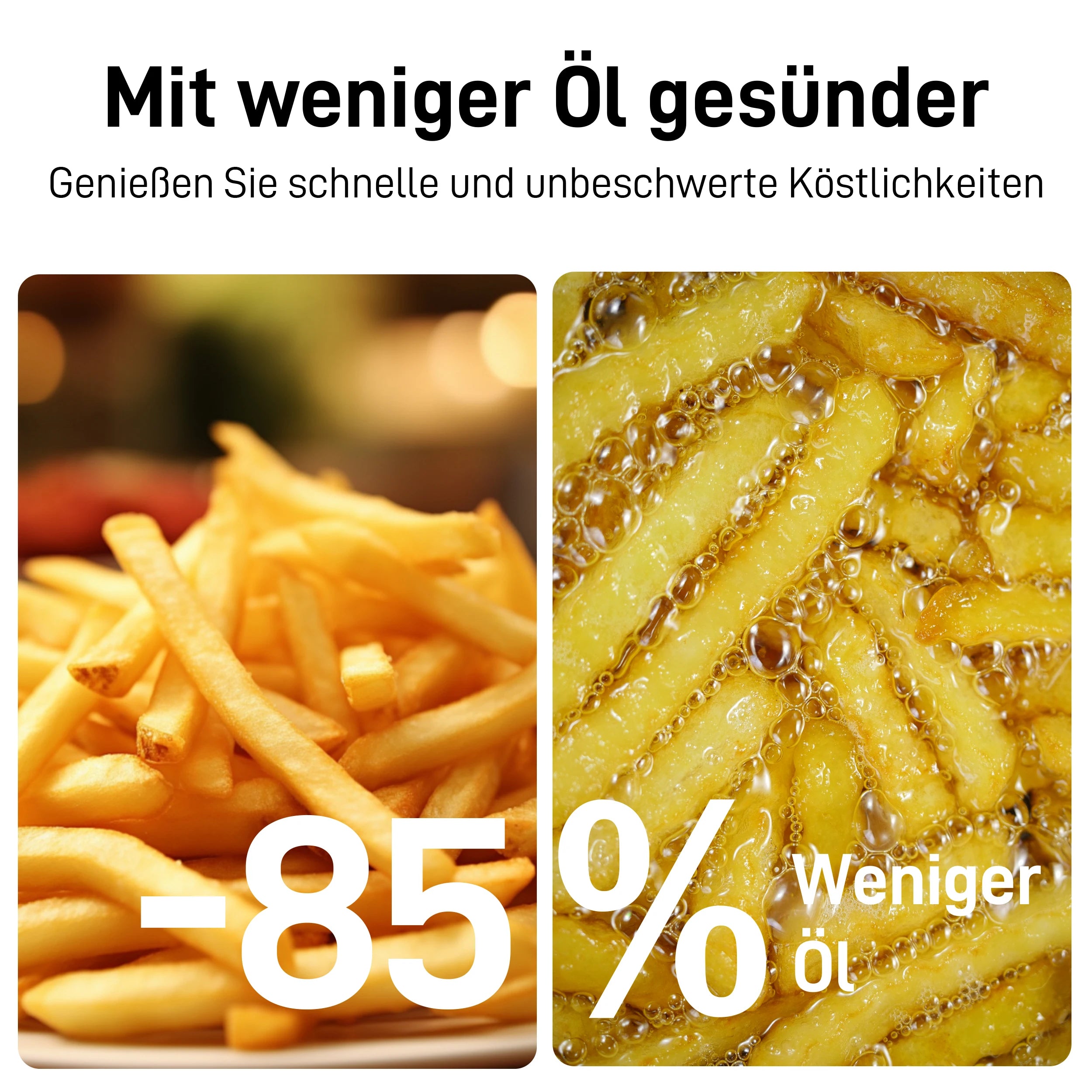 8,5L Multifunktions-Heißluftfritteuse, intelligente Fritteuse mit Sichtfenster, ölfreie elektrische Fritteuse mit LED-Touch-Steuerung, Familienbackofen