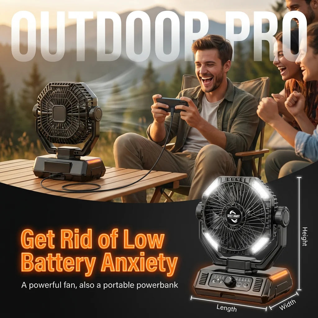 Ventilatore da campeggio coldSky 20000mAh con 4 luci LED e telecomando, 8 velocità regolabili, ricaricabile, per tenda e pesca