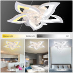 Ventilatore da soffitto da 60 W con illuminazione, design a 5 luci, ventilatore da soffitto silenzioso con illuminazione, dimmerabile, telecomando con velocità del vento regolabile