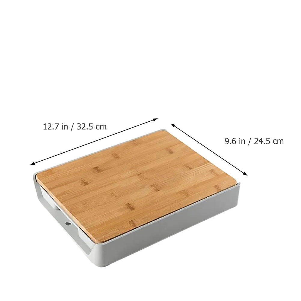 Schneidebrettschublade aus Bambuskunststoff, multifunktionaler Schubladen-Organizer aus Holz für Küchenutensilien, Schneidebretter