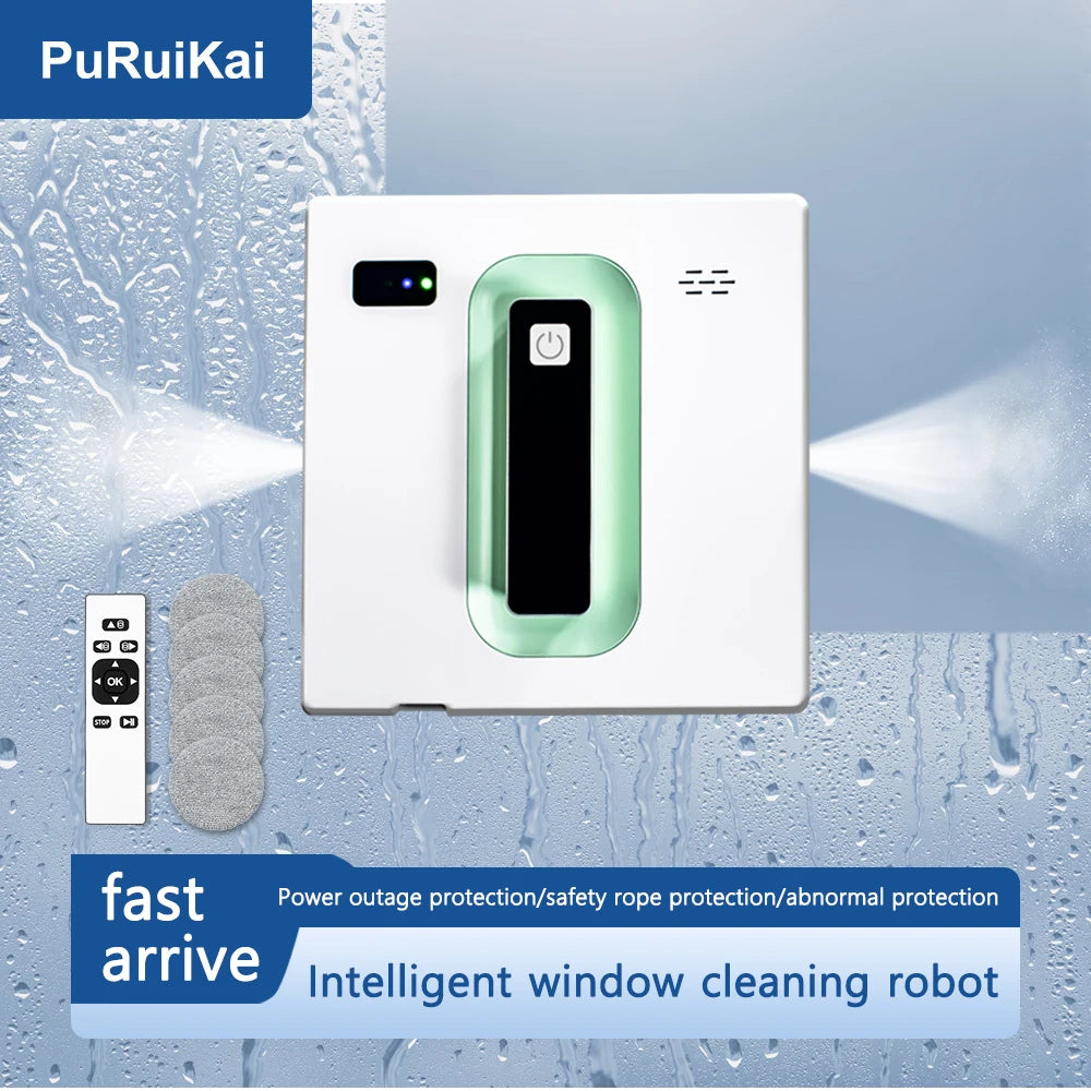 Roboter Fensterputzer 2500PA mit starker Saugleistung und Spray, elektrischer Anti-Fall Fensterputzroboter mit Fernbedienung und Staubsaugerfunktion
