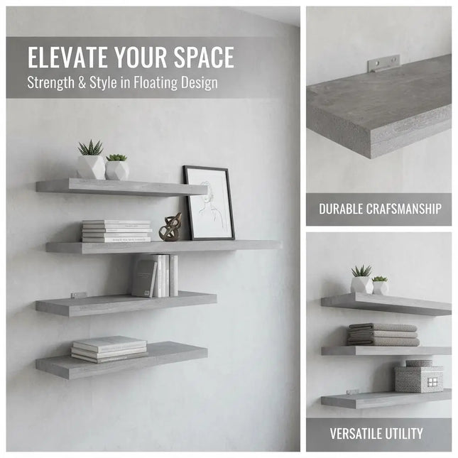 Pannelli per libreria 4 pz grigio cemento legno ingegnerizzato scaffale da parete industriale