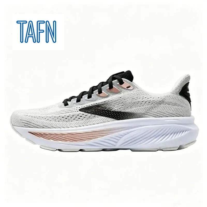 Professionelle Laufschuhe aus ultra-atmungsaktivem Jacquard-Gewebe, mit hochreaktiver Wellensohle für Marathontraining und intensive Langstreckenläufe.