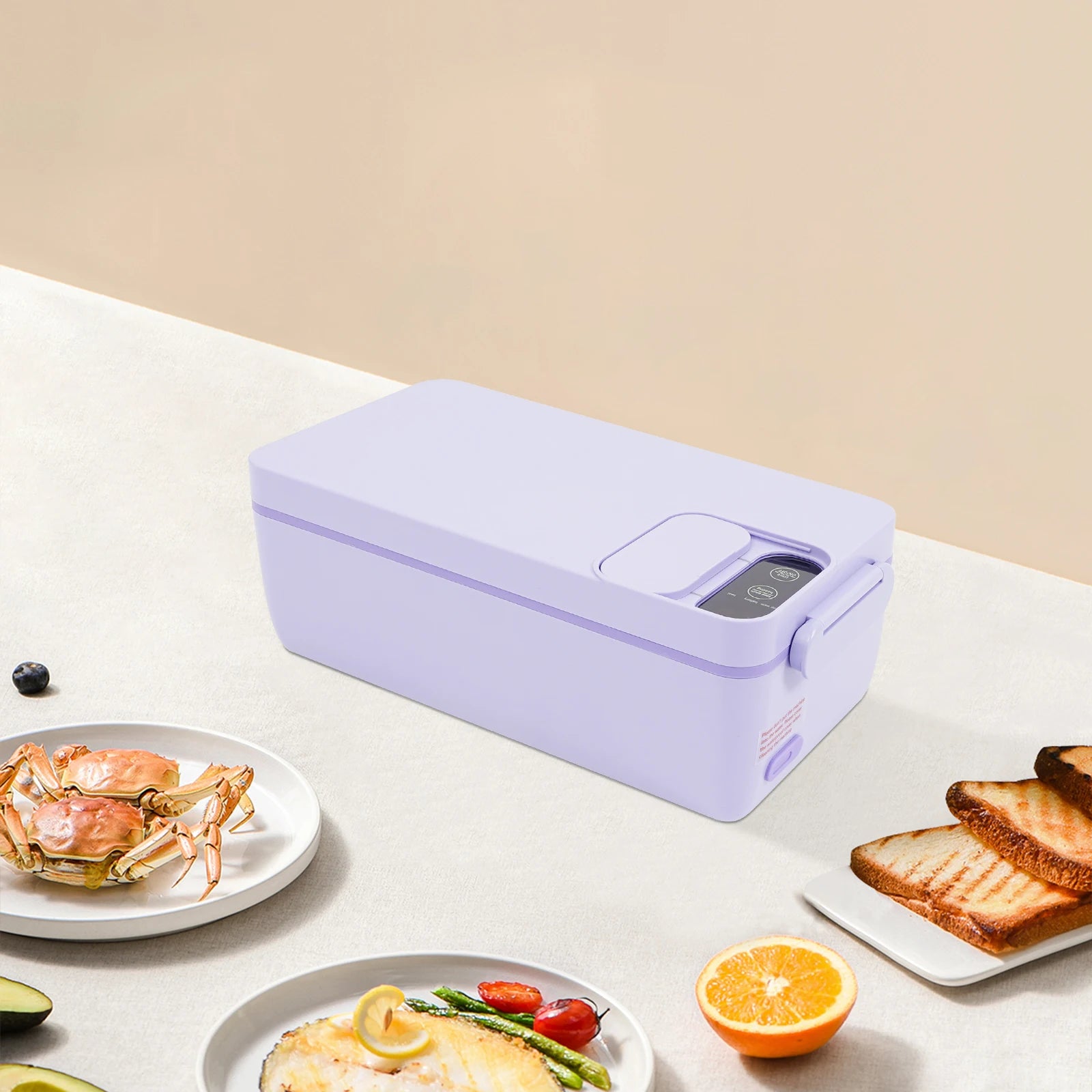 Tragbarer smarter Speisenwärmer mit wiederaufladbarem 1-Liter-Akku, Touch-Steuerung, LED-Anzeige und USB-Ladefunktion