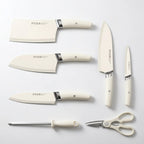 7-teiliges Küchenmesserset mit Ständer, scharfe Kochmesser aus weißem Edelstahl, Messerblock-Set zum Kochen, Hacken, Schneiden