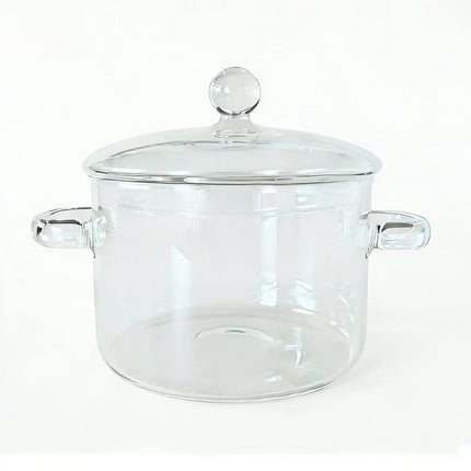 Heat-resistant Borosilicate Glass Cooking Pot with Lid - Suitable for Gas and Ceramic Hobs - Ideal for Stews, Soups, and Vegetables