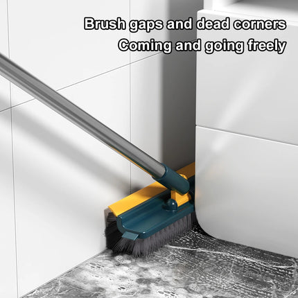 3-in-1 Floor Scrub Brush with Right Angle Bristles and Squeegee Grout Brush with Long Handle Shower Floor Scrubber for Bathtub Tile Floor