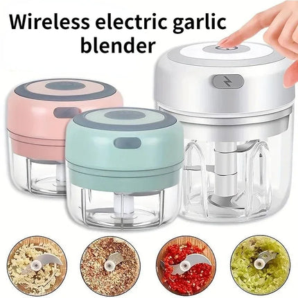Tritacarne Elettrico Aglio Chopper 100ML/250ML, Spremiaglio Girevole, Tritaverdure, Taglia Cipolle, Accessori da Cucina