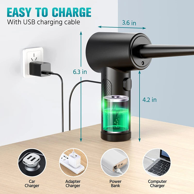 Kabelloser Luftentstauber 50000RPM Tragbar mit LED-Licht zur Reinigung von PCs, Tastaturen, Laptops und Elektronik