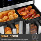 Forno friggitrice ad aria a doppio cestello da 9 litri con finestre Easy View - Oyajia