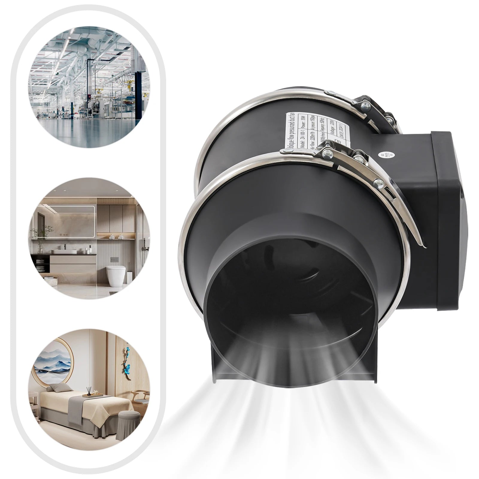 220V Ventole di Scarico Per Uso Domestico Silenzioso Tubo In Linea Condotto Ventilatore Estrattore Parete Aria Pulita Ventilatore per Cucina Bagno Wc 220m3/h