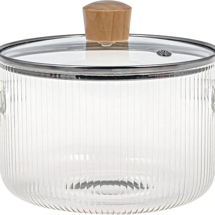 Glass Pot with Lid 1.6L Heat-Resistant Glass Soup Pot Double Handle Glass Pot Cooking Kitchen Utensils