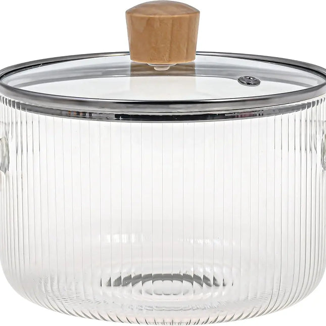 Pentola in vetro coperto con coperchio Pentola per zuppa in vetro resistente al calore da 1,6 litri Pentola in vetro a doppia maniglia Utensili da cucina da cucina