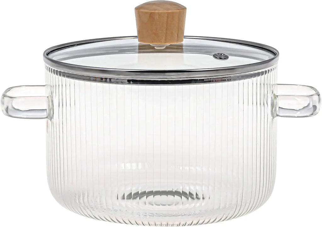 Topf aus Glas mit Deckel, hitzebeständiger 1,6-Liter-Suppentopf aus Glas mit Doppelgriff, Küchenkochgeschirr