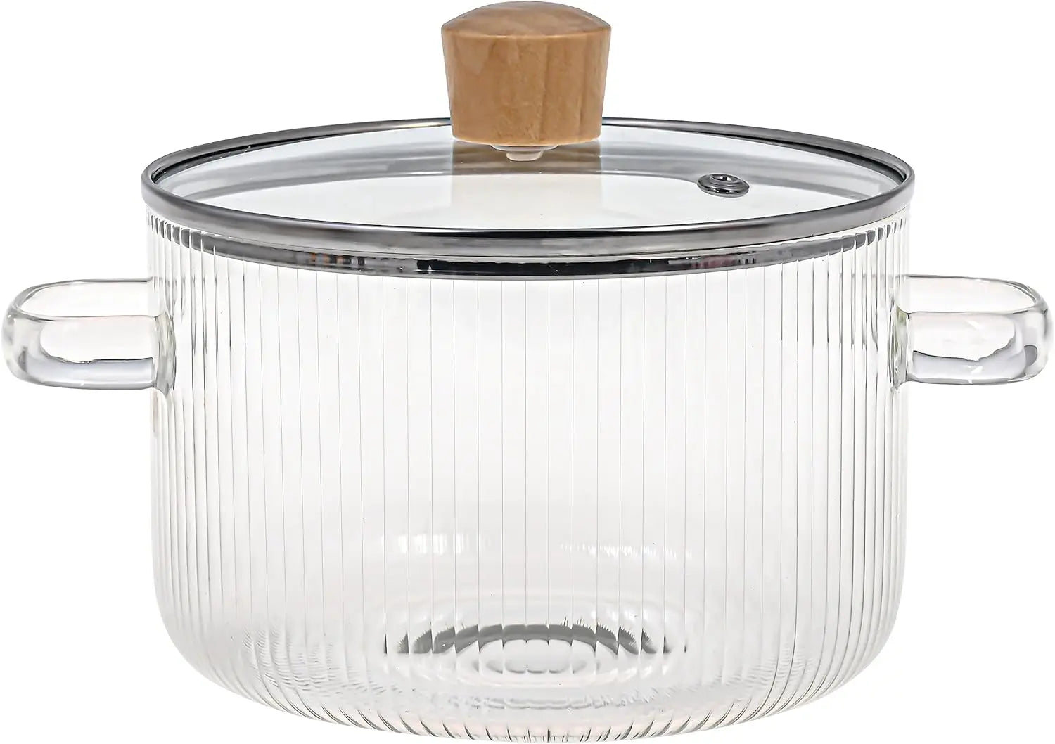 Topf aus Glas mit Deckel, hitzebeständiger 1,6-Liter-Suppentopf aus Glas mit Doppelgriff, Küchenkochgeschirr