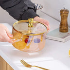1500 ml transparenter Glastopf mit Doppelgriffen, Suppentopf mit Deckel, hitzebeständiges Kochgeschirr