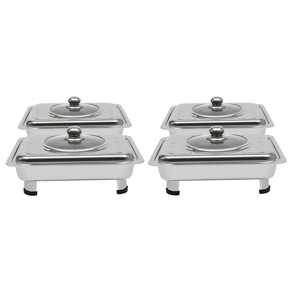 4/8 Stück Chafer-Pfannen-Buffet-Servierbehälter mit Deckel, rechteckiger Speisenwärmer-Pfannen-Servierbehälter